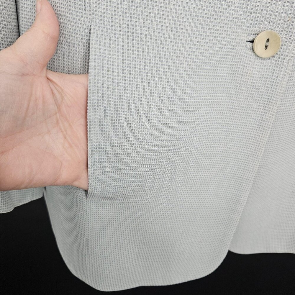 Garfield Marks Blazer Jacket Suit Women 12 Gray Button Micro Check USA Office - Picture 6 of 16